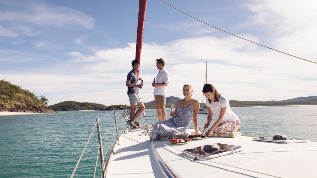 People sitting on a yacht